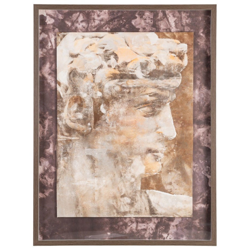 Grand Tableau mural moderne imprimé David antique Cadre PS marron effet bois 94x124 Nairox