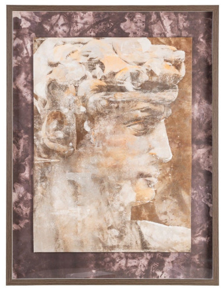 Grand Tableau mural moderne imprimé David antique Cadre PS marron effet bois 94x124 Nairox