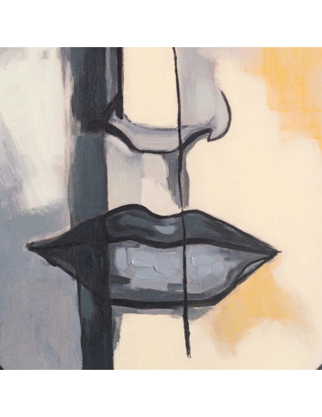 Grande Toile murale peinte figurative Visage Femme Cadre PS noir 92x122 Feyon 