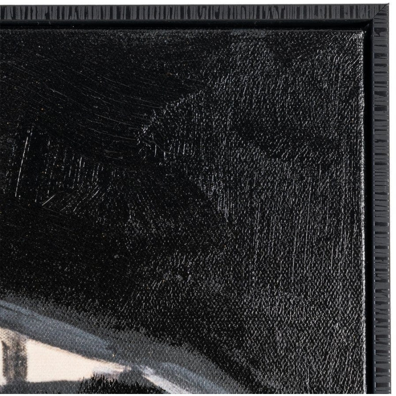 Grande Toile murale peinte figurative Visage Femme Cadre PS noir 92x122 Feyon 