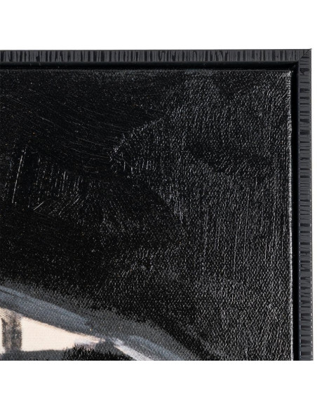 Grande Toile murale peinte figurative Visage Femme Cadre PS noir 92x122 Feyon 