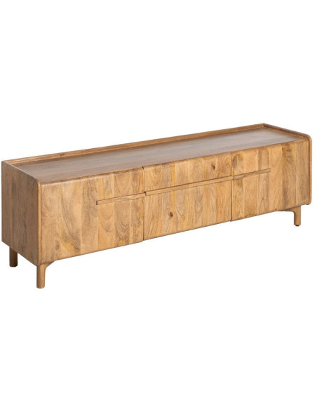Meuble TV Japandi 3 portes 160 cm Naturel Galt 