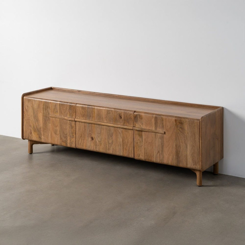 Meuble TV Japandi 3 portes 160 cm Naturel Galt 