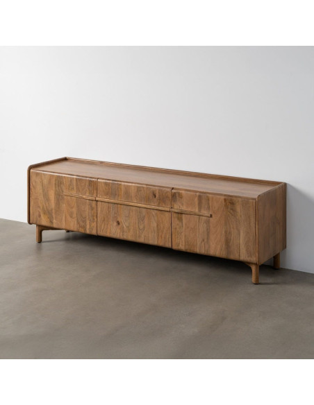 Meuble TV Japandi 3 portes 160 cm Naturel Galt 