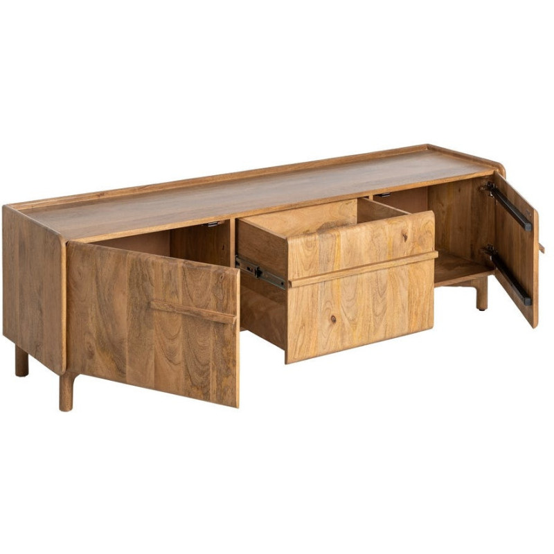 Meuble TV Japandi 3 portes 160 cm Naturel Galt 