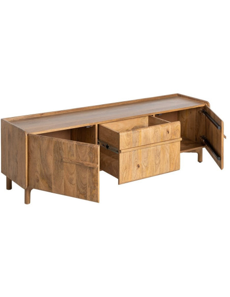 Meuble TV Japandi 3 portes 160 cm Naturel Galt 