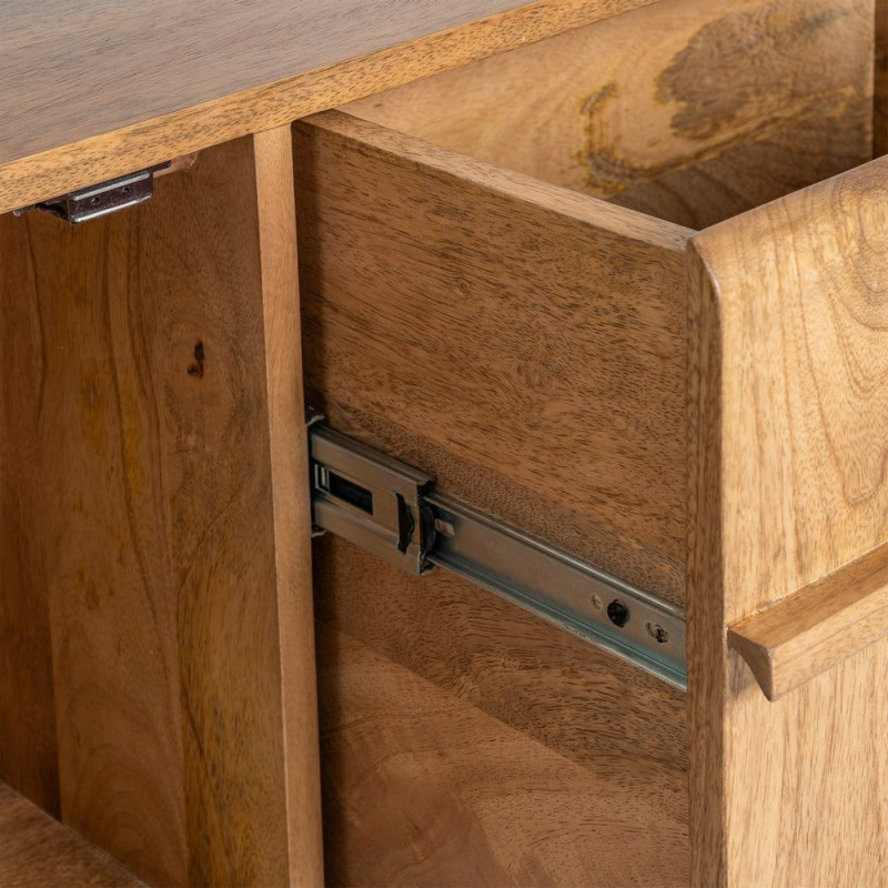 Meuble TV Japandi 3 portes 160 cm Naturel Galt 