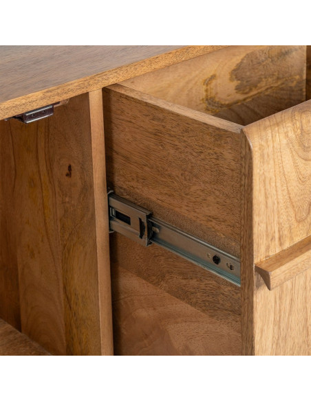 Meuble TV Japandi 3 portes 160 cm Naturel Galt 