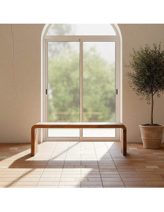 Grande Table basse Japandi Arrondie 3 places 147 cm Naturel Galt  2