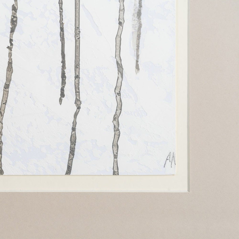 Tableau mural peint sous verre Taches Noir Gris & Doré Cadre Bois d'ayous noir 60x80 Varen (Lot de 2) 