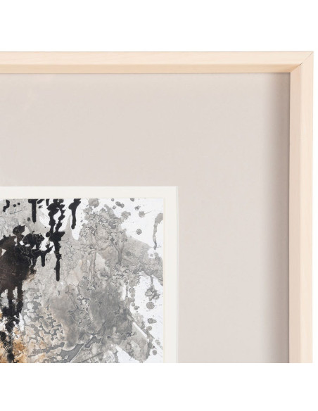 Tableau mural peint sous verre Taches Noir Gris & Doré Cadre Bois d'ayous noir 60x80 Varen (Lot de 2) 