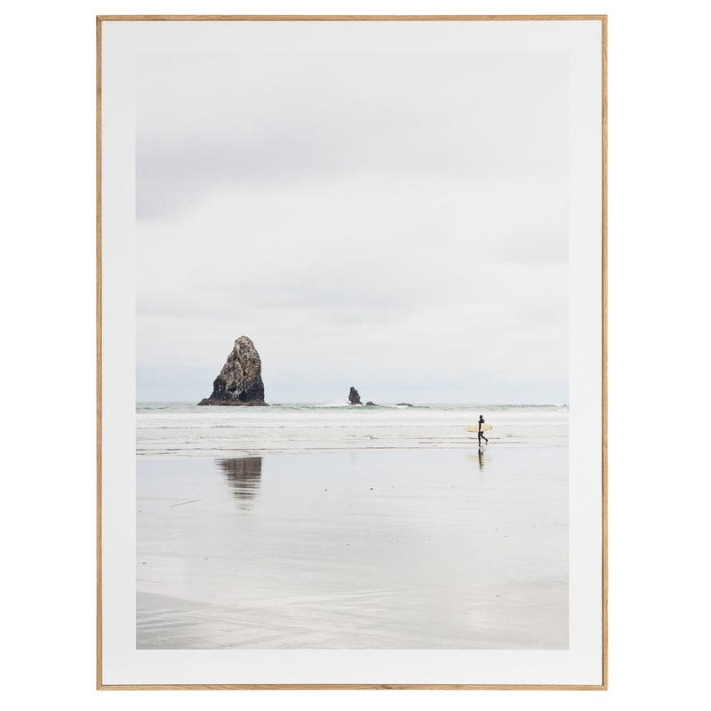 Tableau mural imprimé Paysages de plage Cadre MDF effet hêtre Hasel (Lot de 2) 