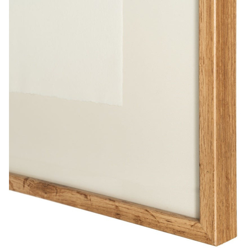 Grand Tableau sous verre mural abstrait Noir & Or Cadre MDF effet hêtre 76x98 Wielo 