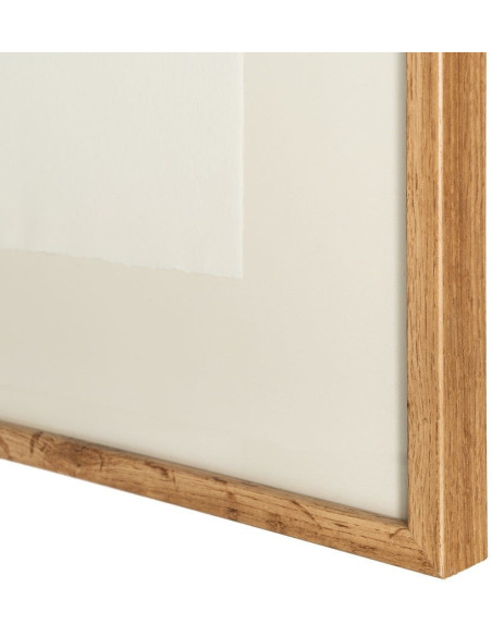 Grand Tableau sous verre mural abstrait Noir & Or Cadre MDF effet hêtre 76x98 Wielo 