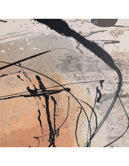 Tableau mural sous verre abstrait Orange Beige & Noir Cadre MDF noir 73x73 Yeril 