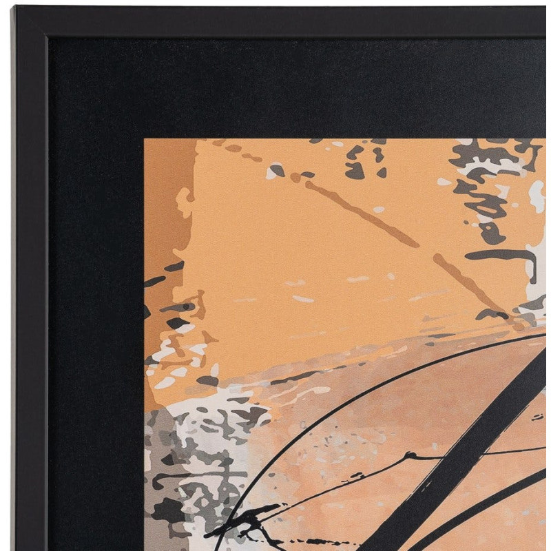 Tableau mural sous verre abstrait Orange Beige & Noir Cadre MDF noir 73x73 Yeril 