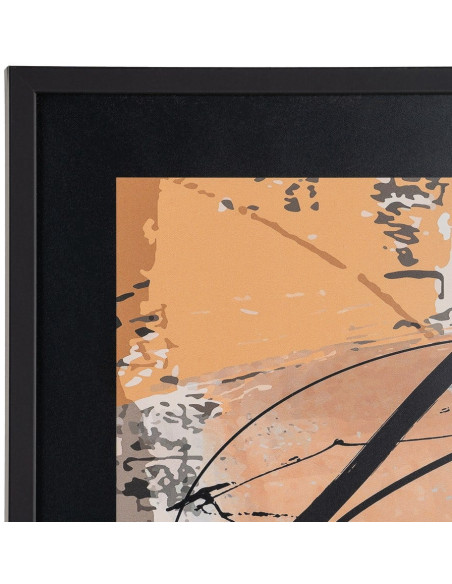 Tableau mural sous verre abstrait Orange Beige & Noir Cadre MDF noir 73x73 Yeril 