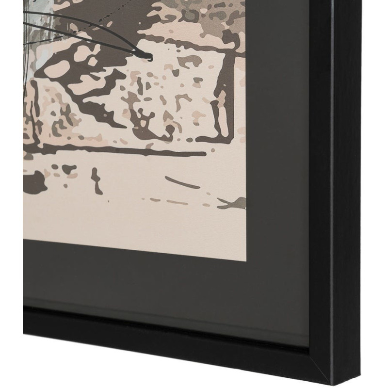 Tableau mural sous verre abstrait Orange Beige & Noir Cadre MDF noir 73x73 Yeril 