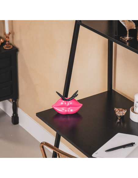 Vase bouche en céramique rose fluo 15,5 x 6,5 x 7,5 cm Lip