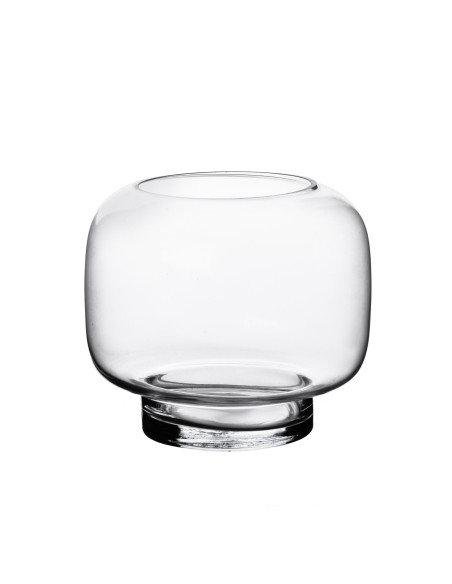 Vase moderne sur pied Ovale Hauteur 15 cm Verre Transparent Serenite