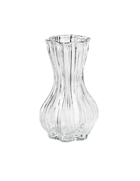 Vase moderne Balustre Hauteur 15 cm Verre Transparent Ondulé Serenite