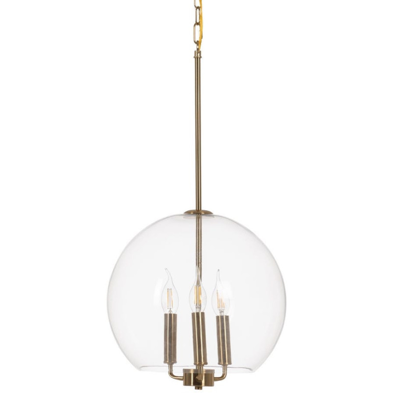 Suspension Globe 3 Lampes 30 cm en Verre Transparent Métal Doré Lizbeth - 1
