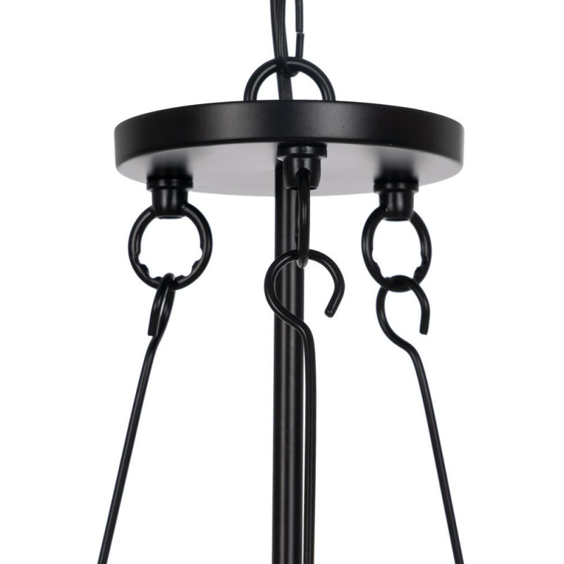 Suspension Ronde 3 Lampes 35 cm en Verre Transparent Métal Noir Marita - 3