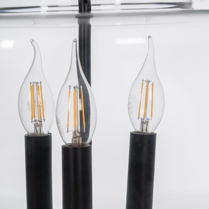 Suspension Ronde 3 Lampes 35 cm en Verre Transparent Métal Noir Marita - 5
