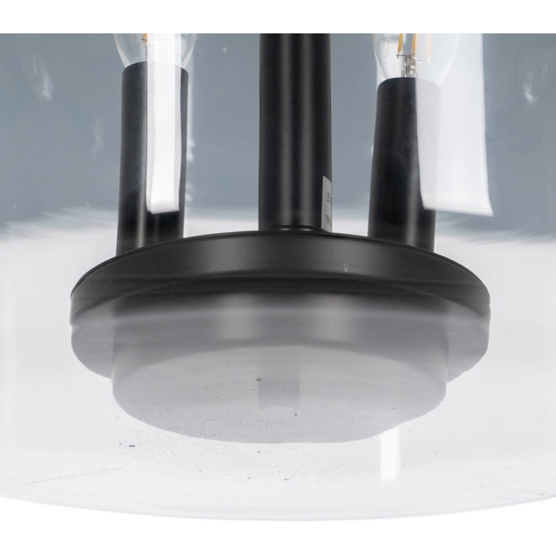 Suspension Ronde 3 Lampes 35 cm en Verre Transparent Métal Noir Marita - 6