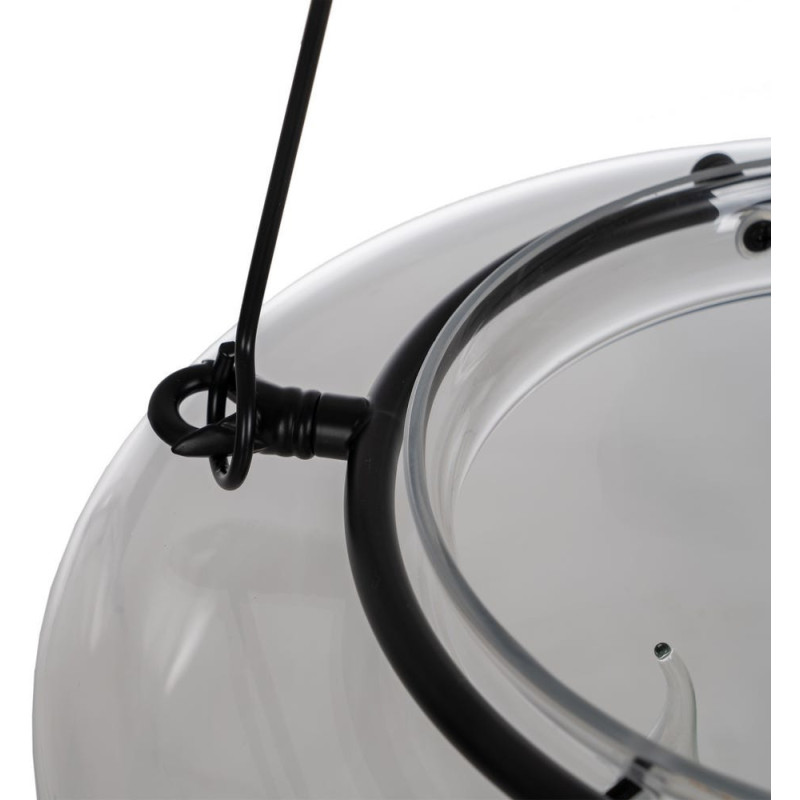 Suspension Ronde 3 Lampes 35 cm en Verre Transparent Métal Noir Marita - 7