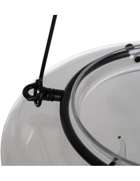 Suspension Ronde 3 Lampes 35 cm en Verre Transparent Métal Noir Marita - 7