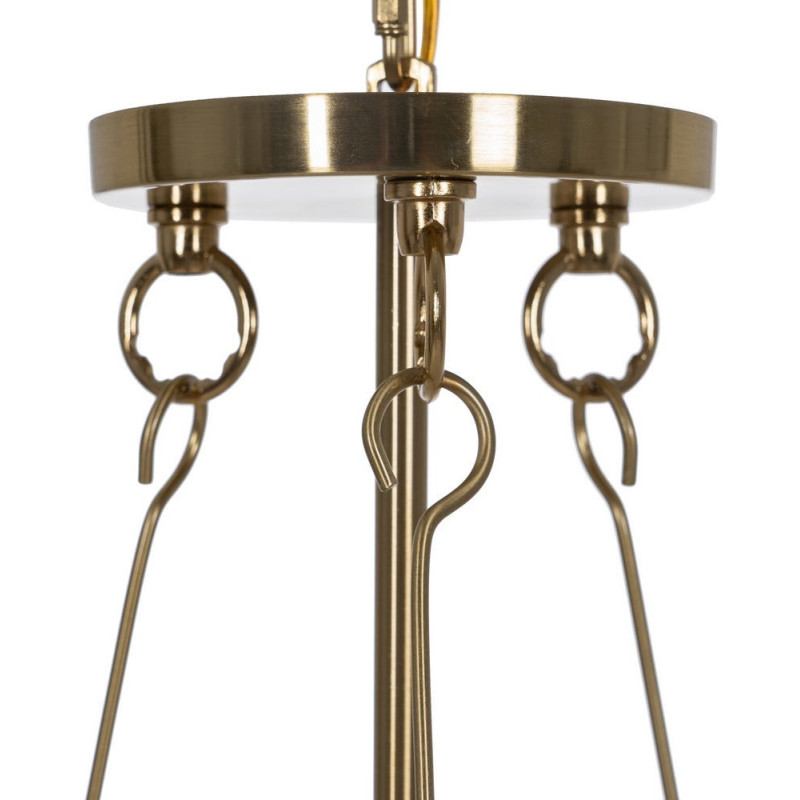 Suspension Ronde 3 Lampes 35 cm en Verre Transparent Métal Doré Marita - 3