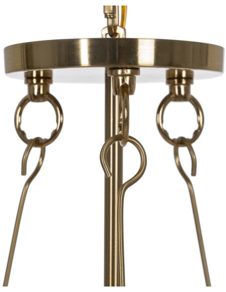 Suspension Ronde 3 Lampes 35 cm en Verre Transparent Métal Doré Marita - 3