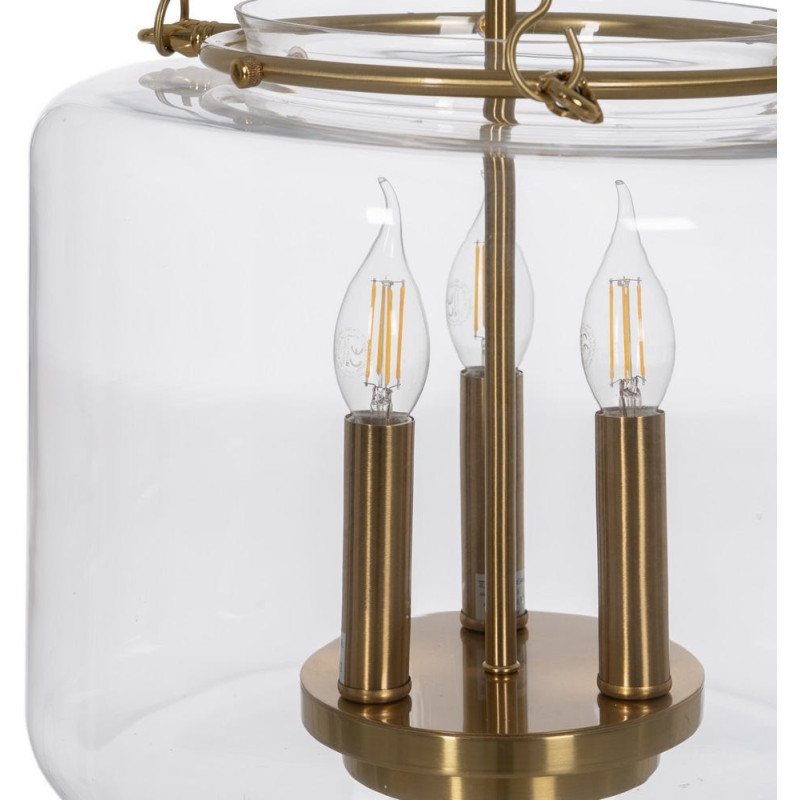 Suspension Ronde 3 Lampes 35 cm en Verre Transparent Métal Doré Marita - 4