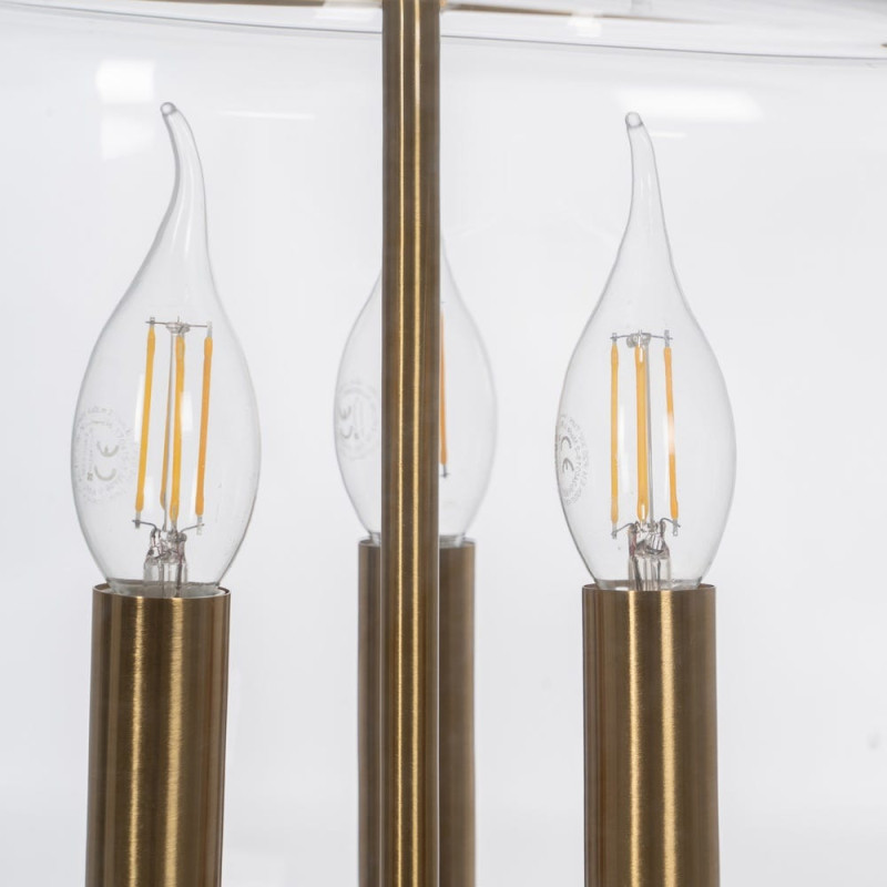 Suspension Ronde 3 Lampes 35 cm en Verre Transparent Métal Doré Marita - 5