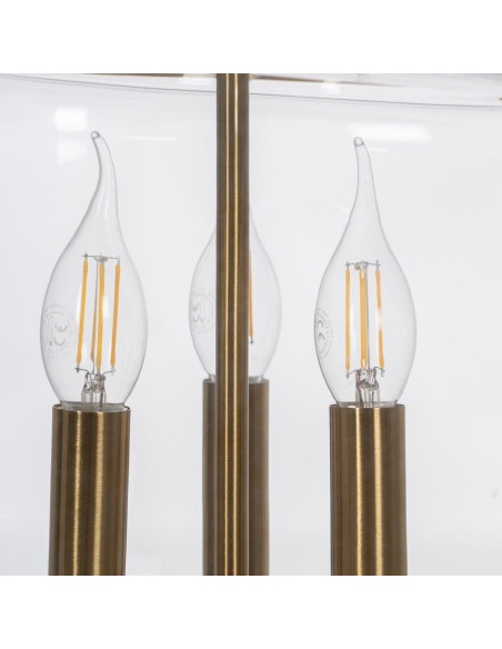 Suspension Ronde 3 Lampes 35 cm en Verre Transparent Métal Doré Marita - 5