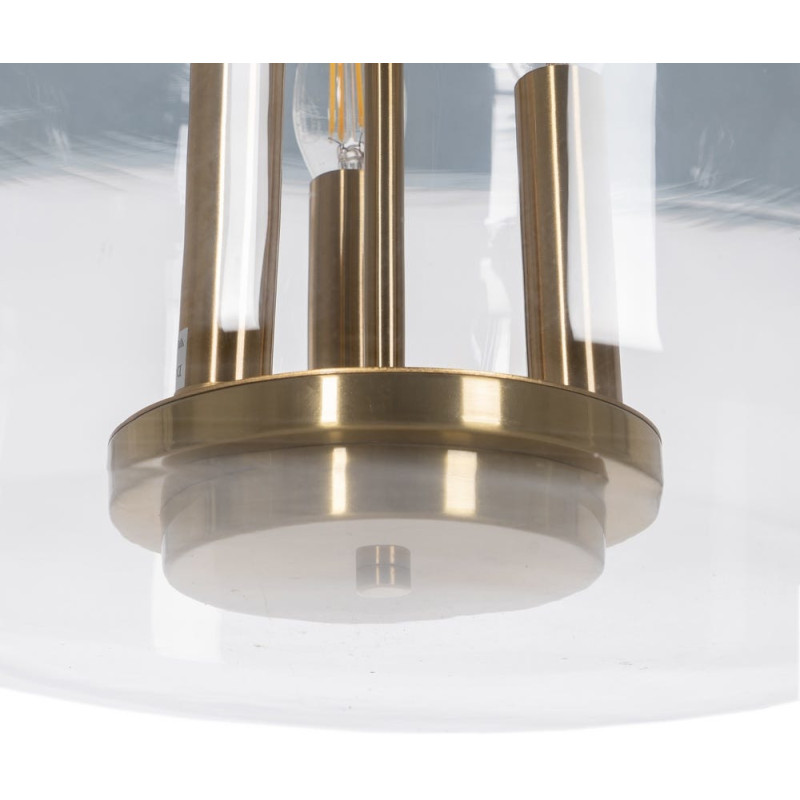 Suspension Ronde 3 Lampes 35 cm en Verre Transparent Métal Doré Marita - 6