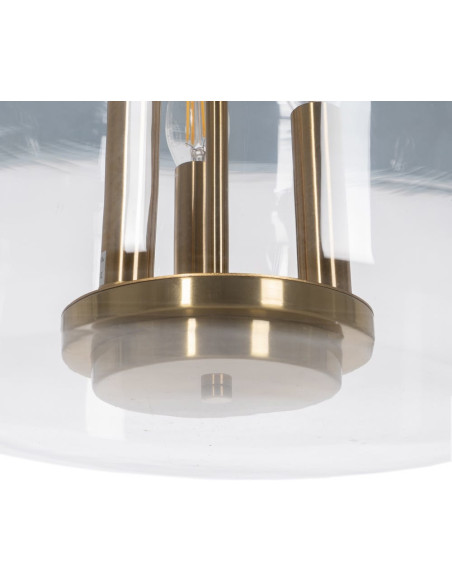 Suspension Ronde 3 Lampes 35 cm en Verre Transparent Métal Doré Marita - 6