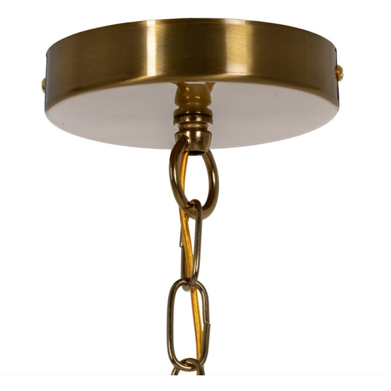 Suspension Ronde 3 Lampes 35 cm en Verre Transparent Métal Doré Marita - 10