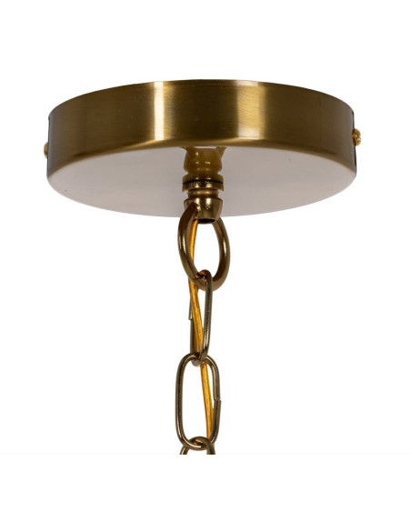 Suspension Ronde 3 Lampes 35 cm en Verre Transparent Métal Doré Marita - 10