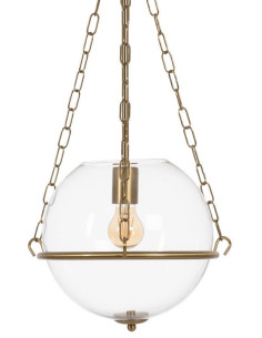 Suspension Globe 28 cm en Verre Transparent Métal Doré Gina - 1