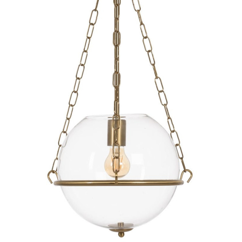 Suspension Globe 28 cm en Verre Transparent Métal Doré Gina - 1