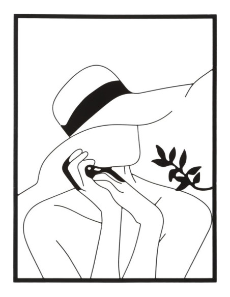Décoration murale moderne Femme avec chapeau 60x80 Métal Noir Elegant B