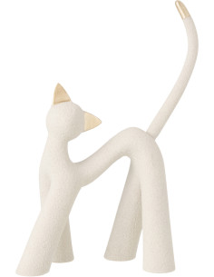 CHAT MORDERNE RÉSINE GR/DOR S (32x13,5x44cm) 