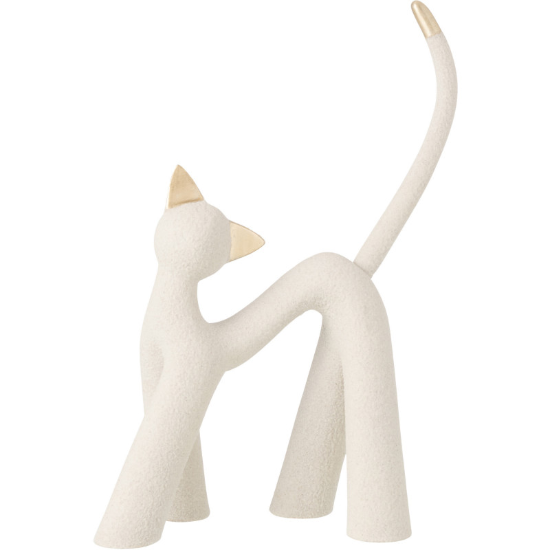 CHAT MORDERNE RÉSINE GR/DOR S (32x13,5x44cm) 