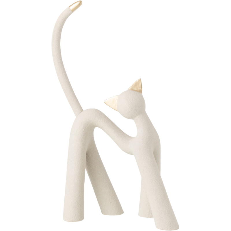 CHAT MORDERNE RÉSINE GR/DOR L (45x19x66,5cm) 