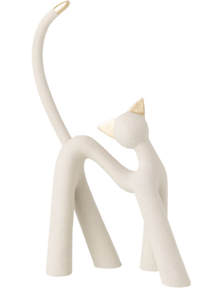 CHAT MORDERNE RÉSINE GR/DOR L (45x19x66,5cm) 