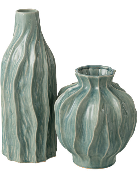 VASE RICHARD PORCELAINE BLEU (16x16x42cm) 