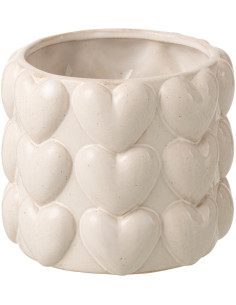 CACHEPOT COEURS GRÈS ÉCRU L (17x17x14,5cm) 
