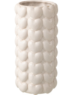 VASE COEURS GRÈS ÉCRU XL (16x16x32,5cm) 